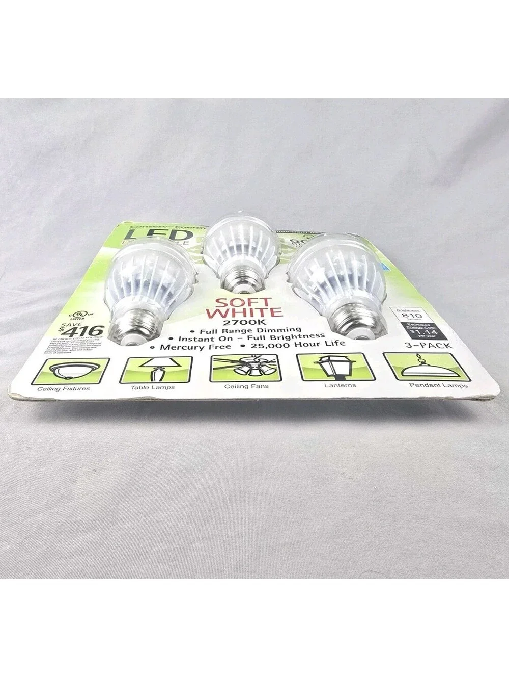 Feit Electric 60W Omni Directional Dimmable LED 3 Pack Light Bulbs Soft White